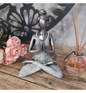 Yoga Lady Figure - Silver & White 24cm