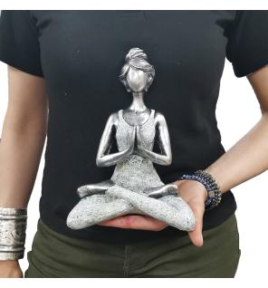 Yoga Lady Figure - Silver & White 24cm