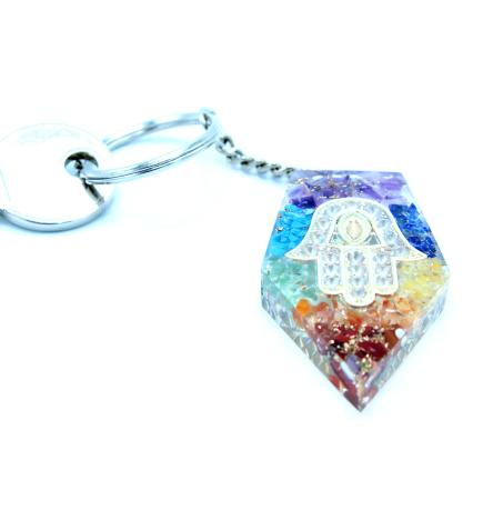 Llavero de poder de orgonita - Piedras Preciosas Chakra Hamsa