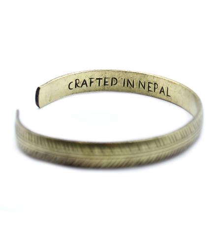 Pulsera Tibetana de Latón - Hoja Tribal Delgada