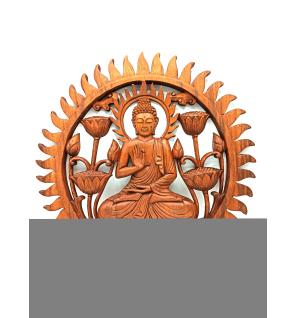 Panel de madera de Buddha y Lotus - 40cm
