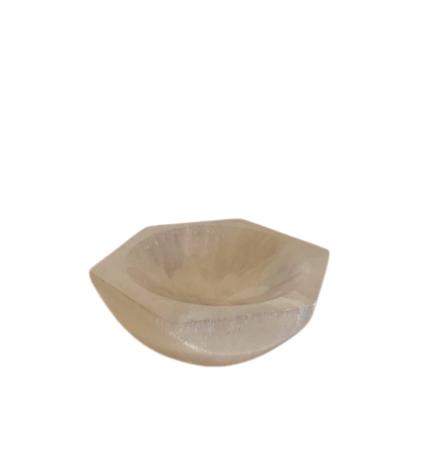Cuenco hexagonal de selenita - 10cm