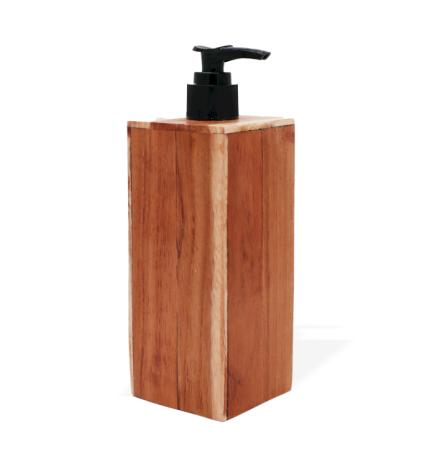 Dispensador de jabón de madera de teca natural - Cuadrado