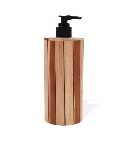 Dispensador de jabón de madera de teca natural - Redondo