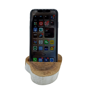 Lrg Gamal Wood Phone Holder - Whitewash