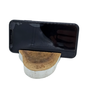 Lrg Gamal Wood Phone Holder - Whitewash