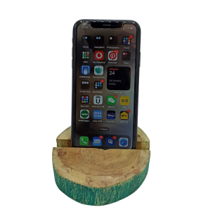 Lrg Gamal Wood Phone Holder - Greenwash