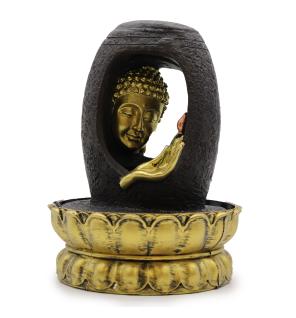 Fuente de agua de sobremesa - 30 cm - Buda dorado y Vitarka Mudra