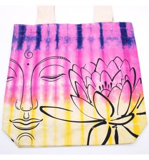 Bolsas de Algodón "Tie Dye" (170g) - 38x42x12cm - Lotus Buddha - Multi Color - Asa Natural