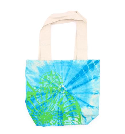 Bolsas de Algodón "Tie Dye" (170g) - 38x42x12cm - Concha Marina - Azul y verde - Asa Verde