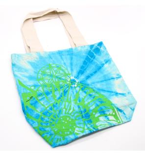 Bolsas de Algodón "Tie Dye" (170g) - 38x42x12cm - Concha Marina - Azul y verde - Asa Verde