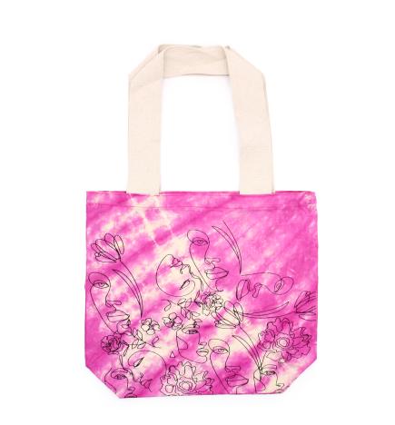 Bolsas de Algodón "Tie Dye" (170g) - 38x42x12cm - Cara Bonita - Magenta - Asa Natural