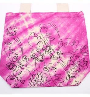 Bolsas de Algodón "Tie Dye" (170g) - 38x42x12cm - Cara Bonita - Magenta - Asa Natural