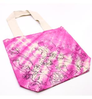 Bolsas de Algodón "Tie Dye" (170g) - 38x42x12cm - Cara Bonita - Magenta - Asa Natural