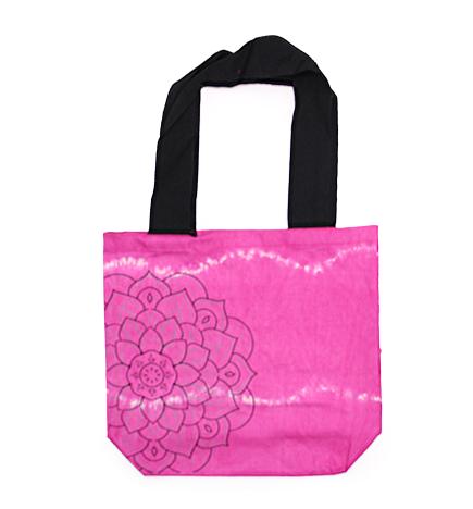 Bolsas de Algodón "Tie Dye" (170g) - 38x42x12cm - Mandala - Magenta - Asa Negra