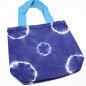 Bolsa de Algodon Natural con Diseño "Tie Dye" (220g)- 38x42x12cm - Anillos Azules- Asa Azul