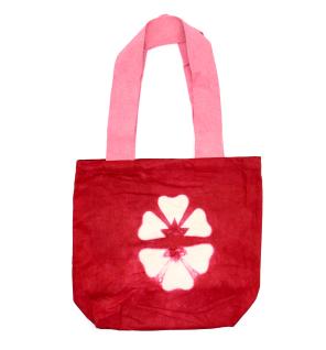 Bolsa de Algodon Natural con Diseño "Tie Dye" (220g)- 38x42x12cm - Flor Granate - Asa Rosa