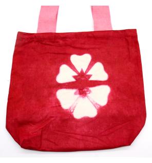 Bolsa de Algodon Natural con Diseño "Tie Dye" (220g)- 38x42x12cm - Flor Granate - Asa Rosa