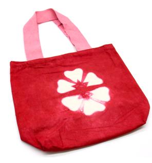 Bolsa de Algodon Natural con Diseño "Tie Dye" (220g)- 38x42x12cm - Flor Granate - Asa Rosa