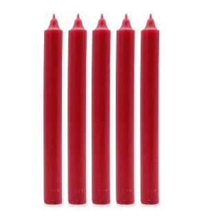 Bulk Solid Colour Dinner Candles - Rustic Red - Pack of 10