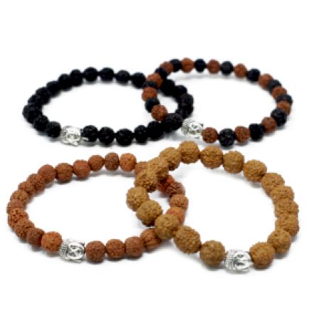 Surtido de brazaletes Rudraksha Buddah