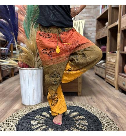 Pantalones de yoga y festivales - Estampado Himalayan High Cross en naranja