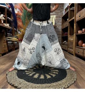 Pantalones de yoga y festival - Aladdin Himalayan Print en gris