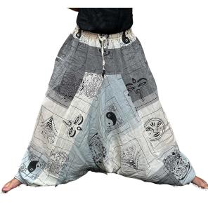 Pantalones de yoga y festival - Aladdin Himalayan Print en gris