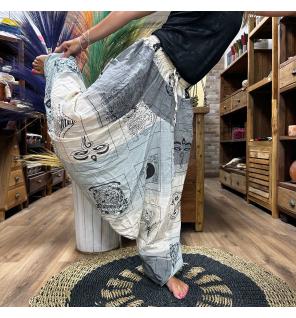 Pantalones de yoga y festival - Aladdin Himalayan Print en gris