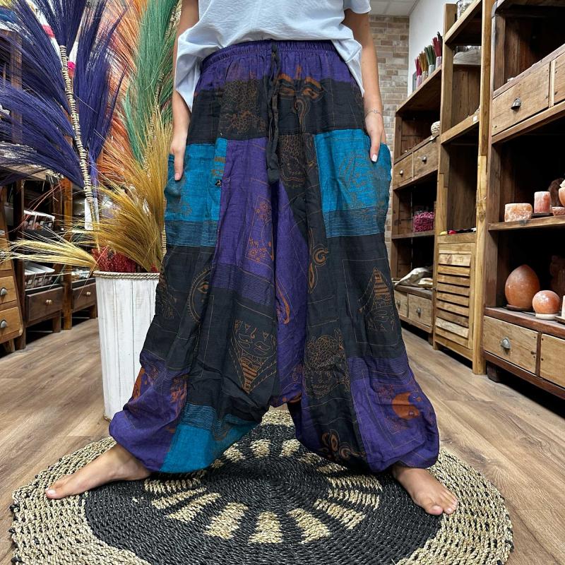 Pantalones de yoga y festivales - Aladdin Himalayan Print en morado