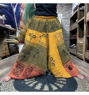 Pantalones de yoga y festivales - Aladdin Himalayan Print en naranja