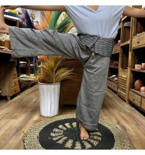 Pantalones de yoga y festivales - Mantra mandala del pescador tailandés en gris