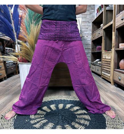 Pantalones de yoga y festivales - Mantra mandala del pescador tailandés en morado