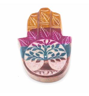 Porta Incienso Hamsa de Esteatita 9x6cm - Árbol de la Vida