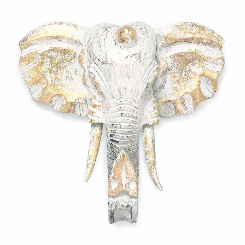 Cabeza Grande de Elefante - Oro y Blanco