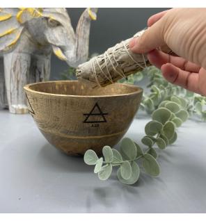 Cuenco de Madera para Ofrendas y Rituales - Los Cuatro Elementos - 11x7cm