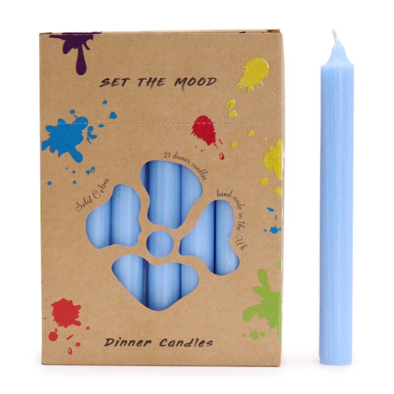 Juego de Velas de Mesa de Color Sólido - Pack de 21 - Azul Marino Rústico