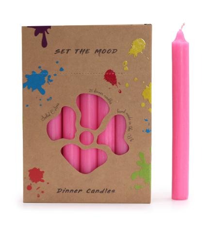 Juego de Velas de Mesa de Color Sólido - Pack de 21 - Rosa Profundo Rústico