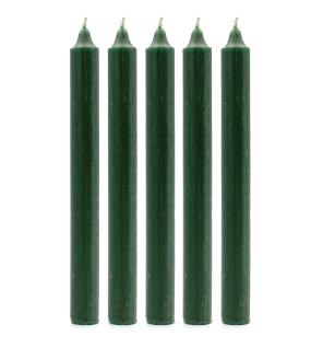 Juego de Velas de Mesa de Color Sólido - Pack de 21 - Verde Acebo Rústico