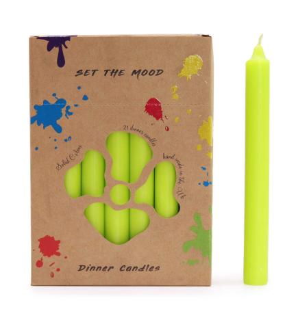 Juego de Velas de Mesa de Color Sólido - Pack de 21 - Verde Lima Rústico