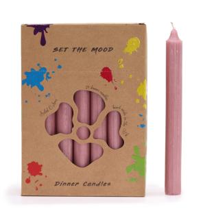 Juego de Velas de Mesa de Color Sólido - Pack de 21 - Rosa Rústico