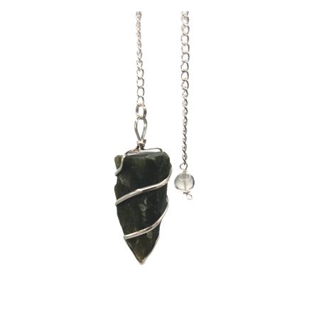 Raw Gemstone Pendulum - Moss Agate