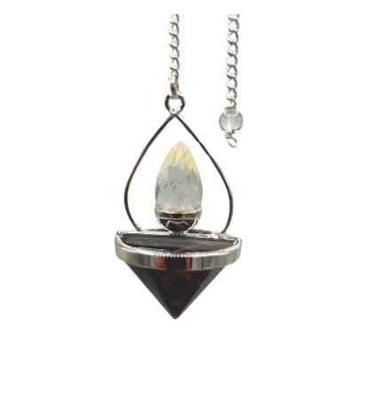 Gemstone Lantern of Life Pendulum - Amethyst & Rock Quartz