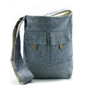 Bolso Dos Bolsillos Tonos Naturales - Vaquero Denim - Grande