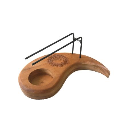 Calentador Palo Santo Lágrima - Madera de Teca - Diseño Yin y Yang