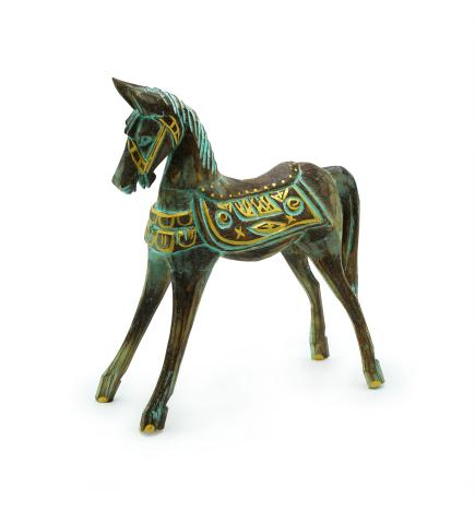 Caballo mediano dorado y turquesa 25 cm