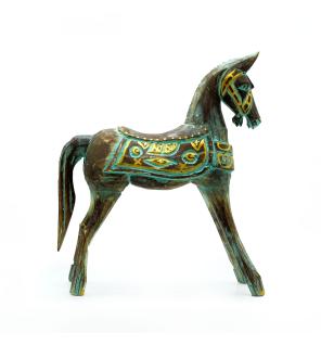 Caballo mediano dorado y turquesa 25 cm