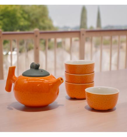 Set de Tetera - Naranja - Tetera & Cuatro tazas