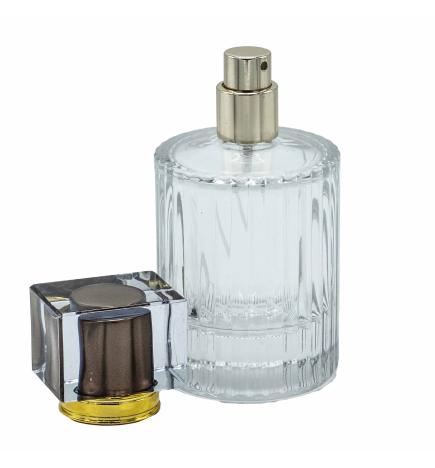 Frascos de vidrio para perfume con pulveridaor y tapa marron 50 ml