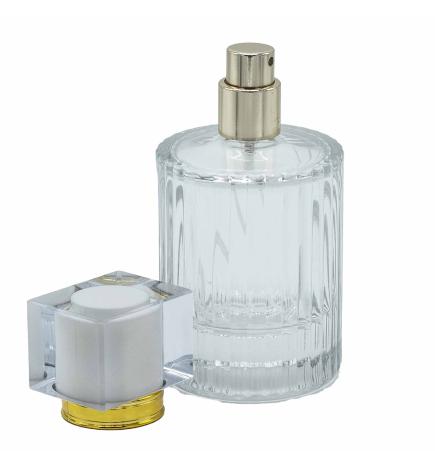 Frascos de vidrio para perfume con pulveridaor y tapa blanco 50 ml